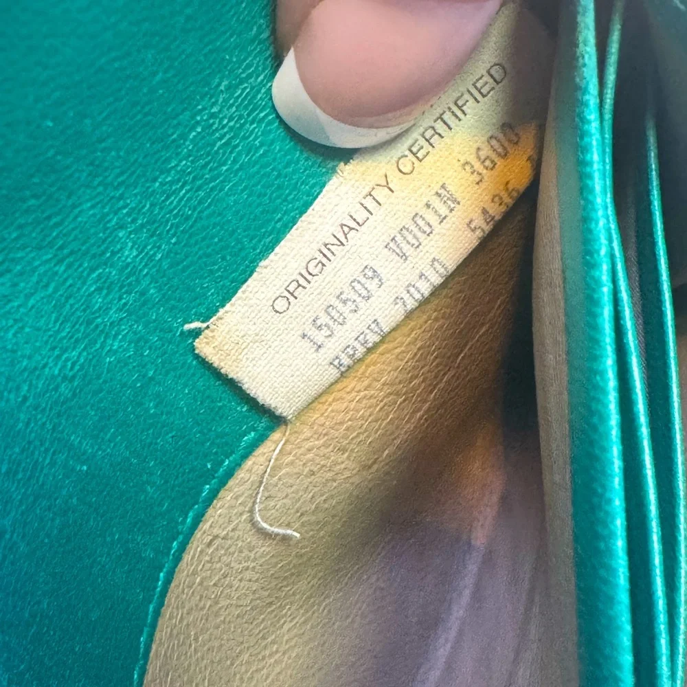 Bottega Veneta Intrecciato Leather Long Wallet Teal Vintage Color Made in Italy - Picture 12 of 14